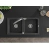 Granitinė virtuvinė plautuvė Mexen Mario su maišytuvu ir sifonu, Juodas granite+Juodas/Chrome
