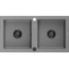 Granitinė virtuvinė plautuvė Mexen Mario su sifonu, Pilkas+Juodas, 820 x 436 mm