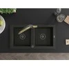 Granitinė virtuvinė plautuvė Mexen Mario su maišytuvu ir sifonu, Metallic juodas/auksinis+Juodas/Gold