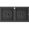 Granitinė virtuvinė plautuvė Mexen Mario su sifonu, Juodas granite+Juodas, 820 x 436 mm