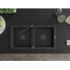 Granitinė virtuvinė plautuvė Mexen Mario su maišytuvu ir sifonu, Metallic juodas/sidabrinis+Juodas