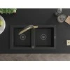 Granitinė virtuvinė plautuvė Mexen Mario su maišytuvu ir sifonu, Metallic juodas/sidabrinis+Juodas/Gold