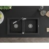 Granitinė virtuvinė plautuvė Mexen Mario su maišytuvu ir sifonu, Metallic juodas/sidabrinis+Juodas/Chrome