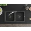 Granitinė virtuvinė plautuvė Mexen Mario su maišytuvu ir sifonu, Juodas granite+Juodas/Chrome