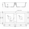 Granitinė virtuvinė plautuvė Mexen Mario su maišytuvu ir sifonu, Juodas+Juodas/Chrome
