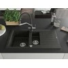 Granitinė virtuvinė plautuvė Mexen Matias su maišytuvu ir sifonu, Metallic juodas/auksinis+Juodas/Chrome