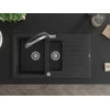 Granitinė virtuvinė plautuvė Mexen Matias su maišytuvu ir sifonu, Metallic juodas/sidabrinis+Juodas/Chrome
