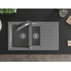 Granitinė virtuvinė plautuvė Mexen Matias su maišytuvu ir sifonu, Pilkas+Juodas/Chrome
