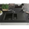Granitinė virtuvinė plautuvė Mexen Matias su maišytuvu ir sifonu, Metallic juodas/auksinis+Juodas/Chrome