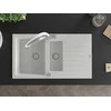 Granitinė virtuvinė plautuvė Mexen Matias su maišytuvu ir sifonu, Baltas+Baltas/Chrome