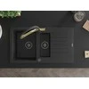 Granitinė virtuvinė plautuvė Mexen Matias su maišytuvu ir sifonu, Metallic juodas/sidabrinis+Juodas/Gold