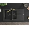 Granitinė virtuvinė plautuvė Mexen Matias su maišytuvu ir sifonu, Juodas granite+Juodas/Gold