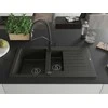 Granitinė virtuvinė plautuvė Mexen Matias su maišytuvu ir sifonu, Metallic juodas/auksinis+Juodas