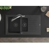 Granitinė virtuvinė plautuvė Mexen Matias su maišytuvu ir sifonu, Juodas granite+Juodas/Chrome
