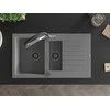 Granitinė virtuvinė plautuvė Mexen Matias su maišytuvu ir sifonu, Pilkas+Juodas/Chrome