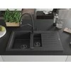 Granitinė virtuvinė plautuvė Mexen Matias su maišytuvu ir sifonu, Juodas granite+Juodas