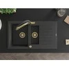 Granitinė virtuvinė plautuvė Mexen Matias su maišytuvu ir sifonu, Juodas granite+Juodas/Gold