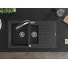Granitinė virtuvinė plautuvė Mexen Matias su maišytuvu ir sifonu, Juodas granite+Juodas/Chrome