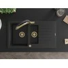 Granitinė virtuvinė plautuvė Mexen Matias su maišytuvu ir sifonu, Metallic juodas/sidabrinis+Juodas/Gold