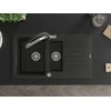 Granitinė virtuvinė plautuvė Mexen Matias su maišytuvu ir sifonu, Metallic juodas/auksinis+Juodas/Chrome
