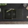 Granitinė virtuvinė plautuvė Mexen Matias su maišytuvu ir sifonu, Metallic juodas/auksinis+Juodas/Gold