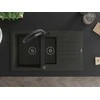 Granitinė virtuvinė plautuvė Mexen Matias su maišytuvu ir sifonu, Metallic juodas/auksinis+Juodas