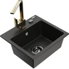 Granitinė virtuvinė plautuvė Mexen Milo su maišytuvu ir sifonu, Metallic juodas/auksinis+Gold(B)