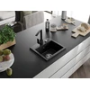Granitinė virtuvinė plautuvė Mexen Milo su maišytuvu ir sifonu, Metallic juodas/sidabrinis+Juodas