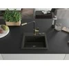 Granitinė virtuvinė plautuvė Mexen Milo su maišytuvu ir sifonu, Metallic juodas/auksinis+Juodas/Gold