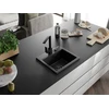 Granitinė virtuvinė plautuvė Mexen Milo su maišytuvu ir sifonu, Juodas granite+Juodas(B)