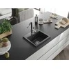 Granitinė virtuvinė plautuvė Mexen Milo su maišytuvu ir sifonu, Juodas granite+Juodas/Chrome