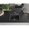 Granitinė virtuvinė plautuvė Mexen Milo su maišytuvu ir sifonu, Juodas granite+Juodas/Chrome