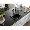 Granitinė virtuvinė plautuvė Mexen Milo su maišytuvu ir sifonu, Metallic juodas/sidabrinis+Juodas(B)