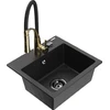 Granitinė virtuvinė plautuvė Mexen Milo su maišytuvu ir sifonu, Metallic juodas/sidabrinis+Juodas/Gold