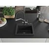 Granitinė virtuvinė plautuvė Mexen Milo su maišytuvu ir sifonu, Metallic juodas/sidabrinis+Juodas/Chrome