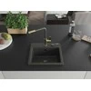 Granitinė virtuvinė plautuvė Mexen Milo su maišytuvu ir sifonu, Juodas granite+Juodas granite/Gold