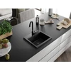 Granitinė virtuvinė plautuvė Mexen Milo su maišytuvu ir sifonu, Juodas granite+Juodas(B)