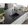 Granitinė virtuvinė plautuvė Mexen Milo su maišytuvu ir sifonu, Metallic juodas/sidabrinis+Juodas/Chrome