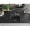 Granitinė virtuvinė plautuvė Mexen Milo su maišytuvu ir sifonu, Juodas granite+Chrome/Juodas granite