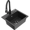 Granitinė virtuvinė plautuvė Mexen Milo su maišytuvu ir sifonu, Juodas granite+Juodas