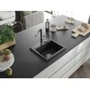 Granitinė virtuvinė plautuvė Mexen Milo su maišytuvu ir sifonu, Metallic juodas/sidabrinis+Juodas/Chrome