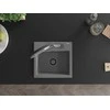 Granitinė virtuvinė plautuvė Mexen Milo su maišytuvu ir sifonu, Pilkas+Juodas/Chrome