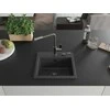 Granitinė virtuvinė plautuvė Mexen Milo su maišytuvu ir sifonu, Juodas granite+Juodas granite/Chrome