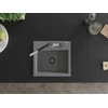 Granitinė virtuvinė plautuvė Mexen Milo su maišytuvu ir sifonu, Pilkas+Juodas/Chrome