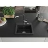 Granitinė virtuvinė plautuvė Mexen Milo su maišytuvu ir sifonu, Metallic juodas/sidabrinis+Juodas/Chrome