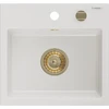Granitinė virtuvinė plautuvė Mexen Milo su sifonu, Baltas+Gold, 435 x 410 mm