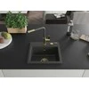 Granitinė virtuvinė plautuvė Mexen Milo su maišytuvu ir sifonu, Juodas granite+Juodas granite/Gold
