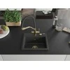 Granitinė virtuvinė plautuvė Mexen Milo su maišytuvu ir sifonu, Juodas granite+Juodas/Gold