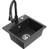 Granitinė virtuvinė plautuvė Mexen Milo su maišytuvu ir sifonu, Juodas granite+Juodas