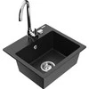 Granitinė virtuvinė plautuvė Mexen Milo su maišytuvu ir sifonu, Metallic juodas/sidabrinis+Chrome